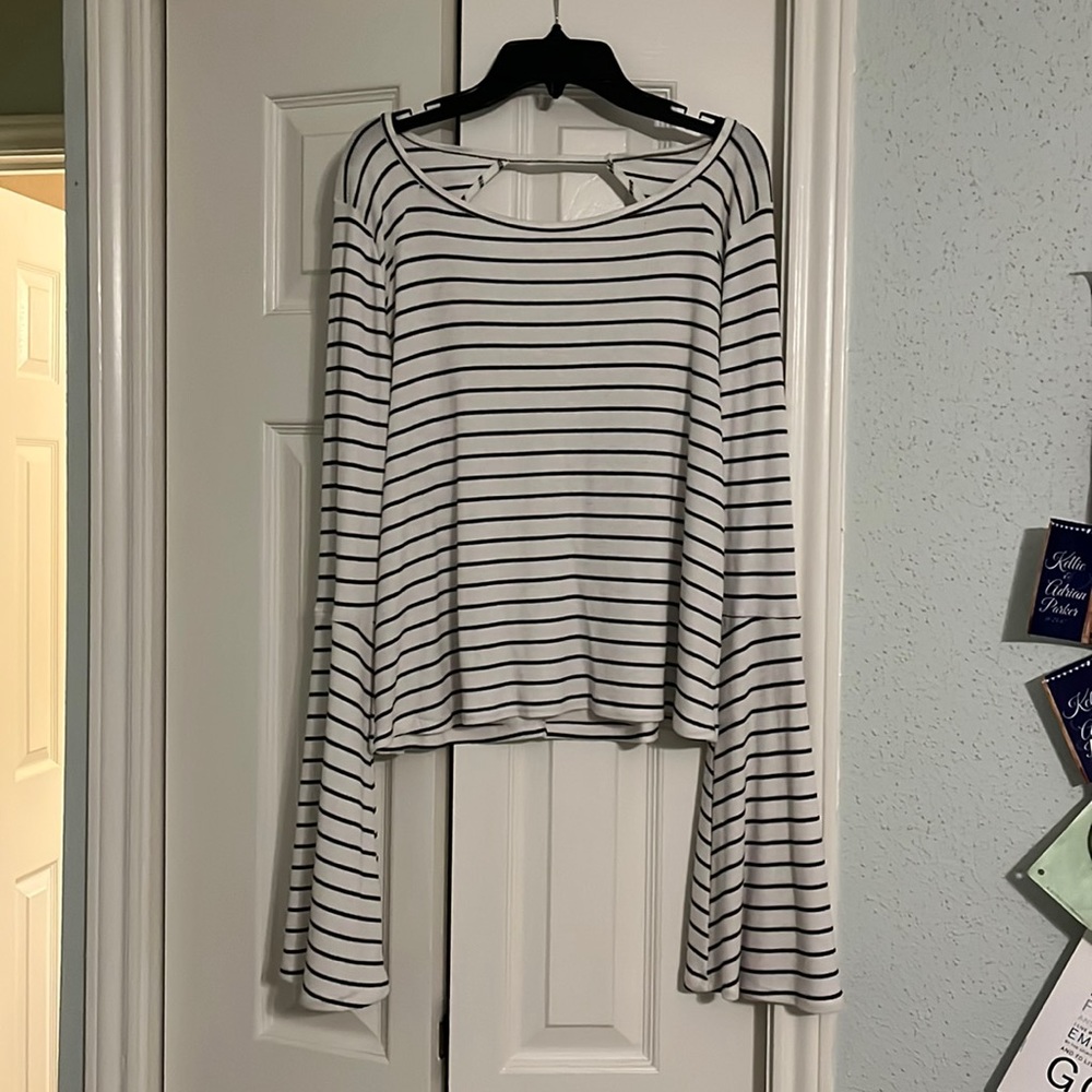 Women’s Hollister Bell Striped Bell Sleeve top with open back